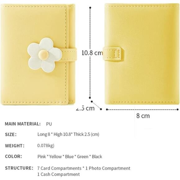 Cute Small Wallet for Girls Women 2-yellow-2 - Picture 4 of 7